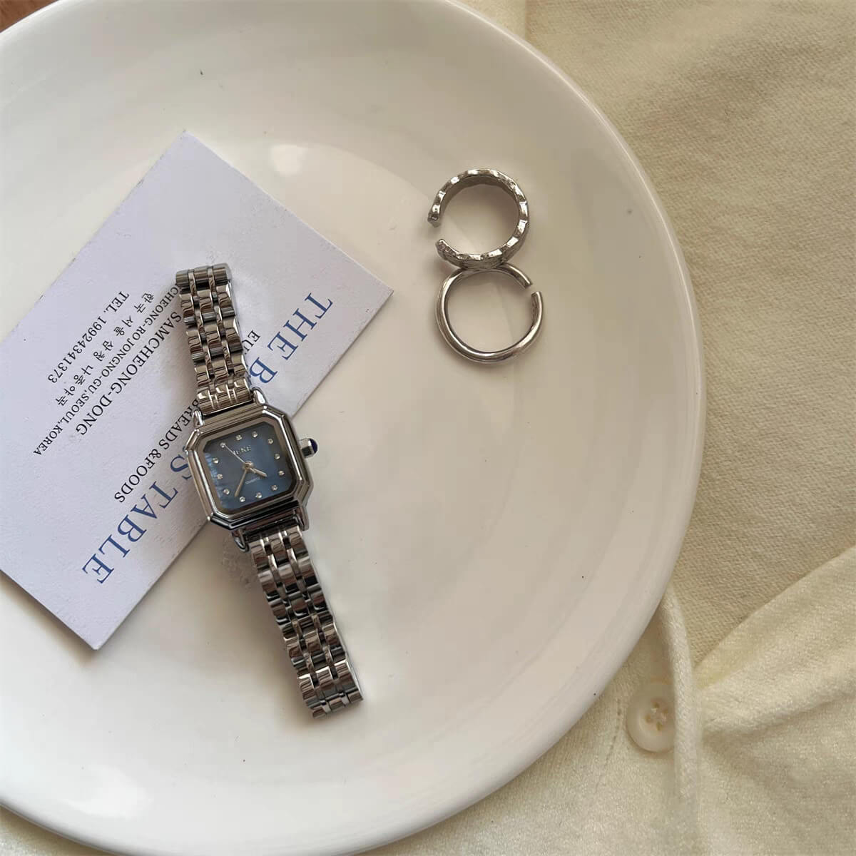 Vintage Style Gold/Silver Square Stainless Steel Watch