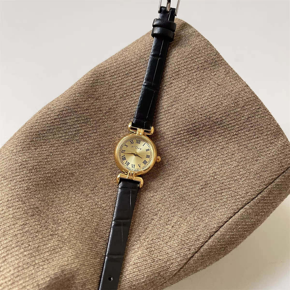 Chic Style Brown/Black Genuine Leather Watch for Women