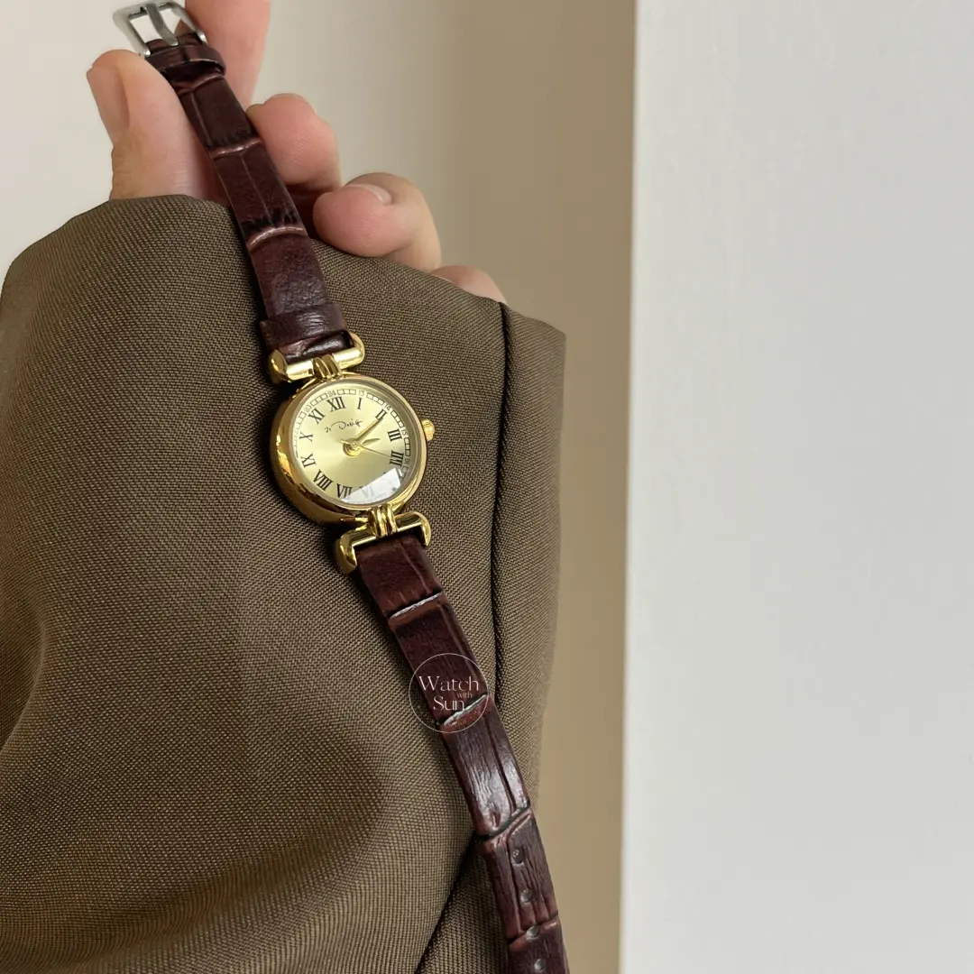 Chic Style Brown/Black Genuine Leather Watch for Women