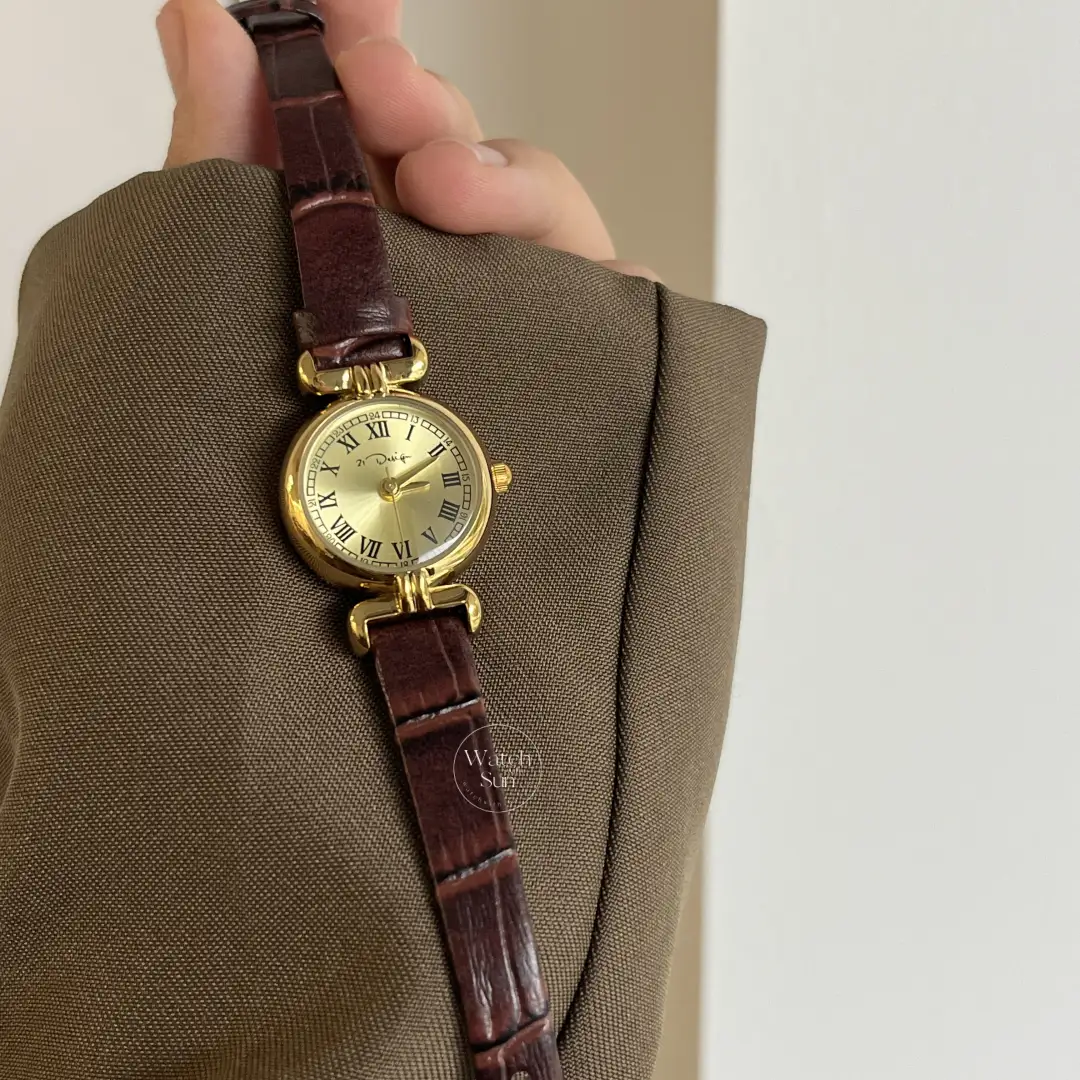 Chic Style Brown/Black Genuine Leather Watch for Women