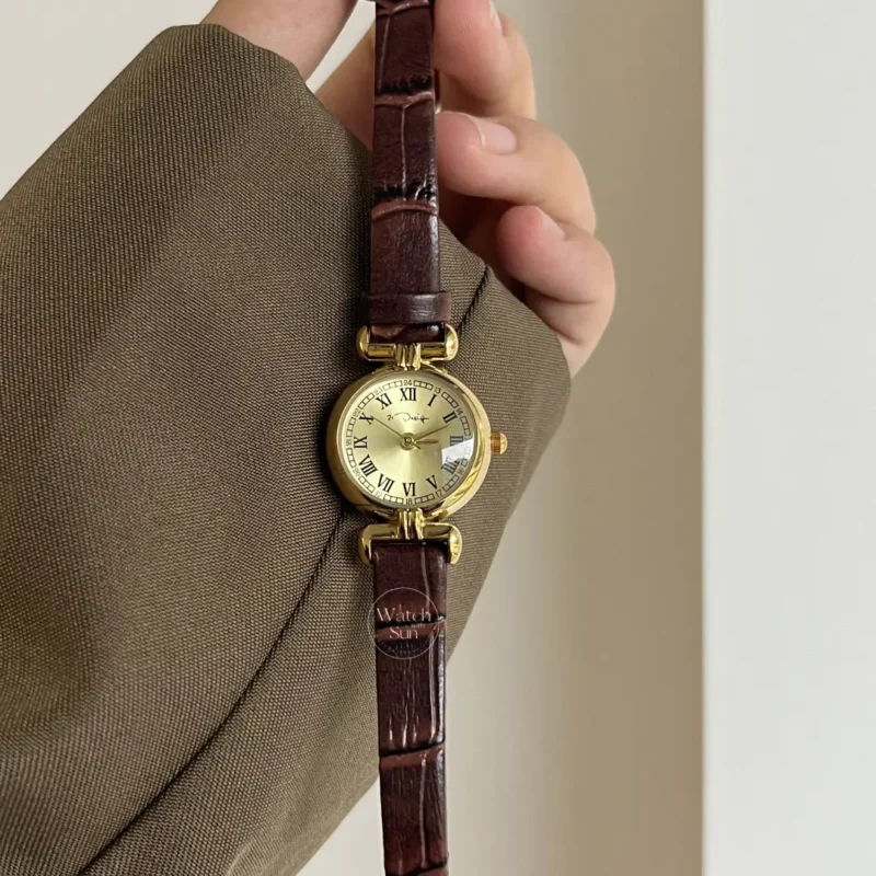 Chic Style Brown/Black Genuine Leather Watch for Women