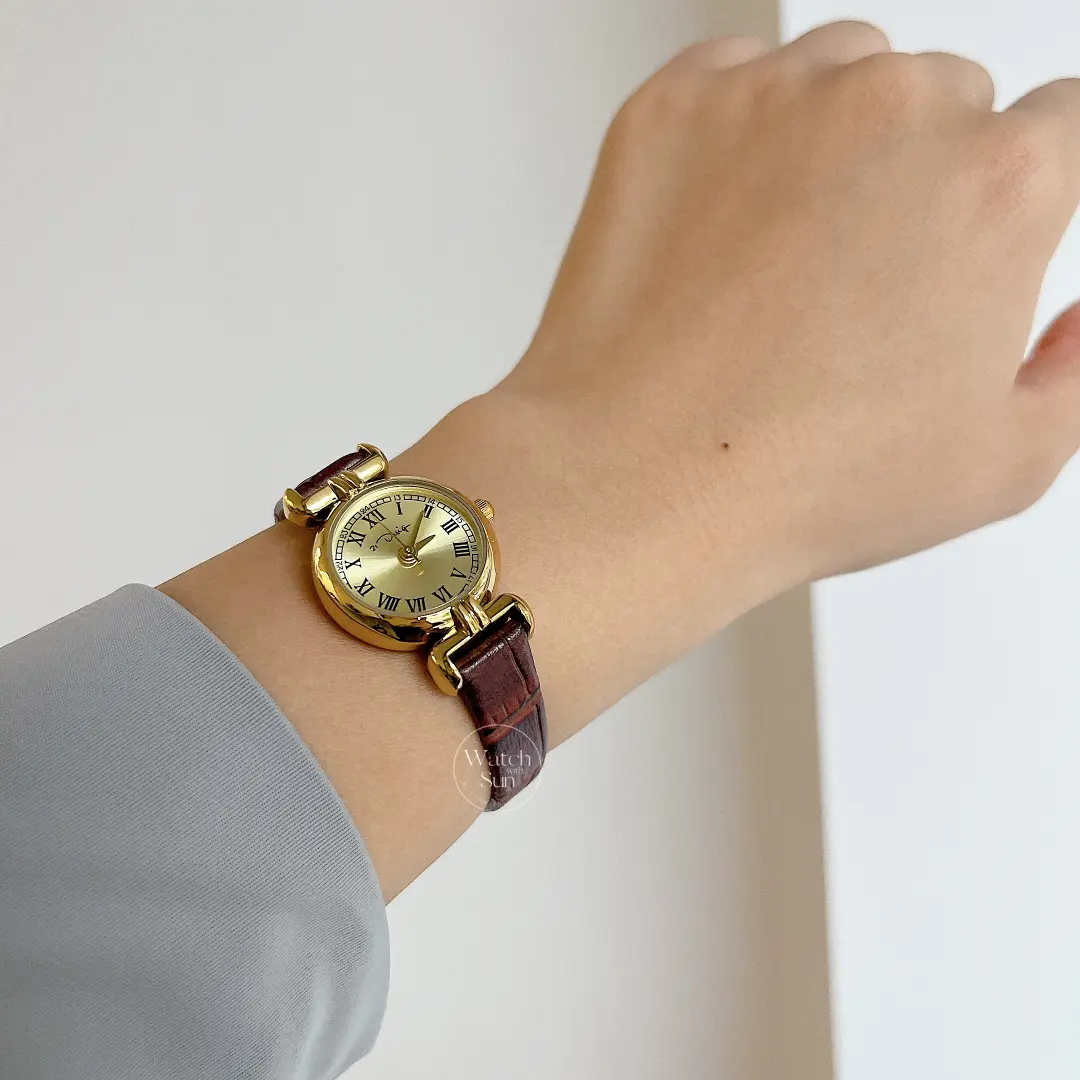 Chic Style Brown/Black Genuine Leather Watch for Women