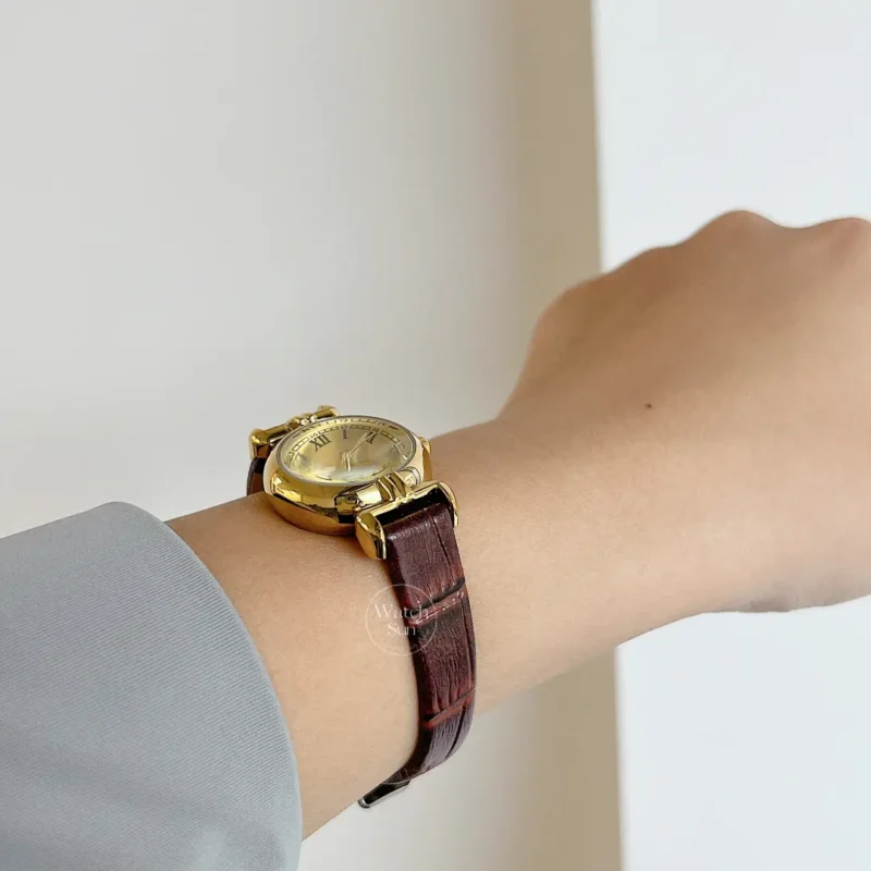 Chic Style Brown/Black Genuine Leather Watch for Women