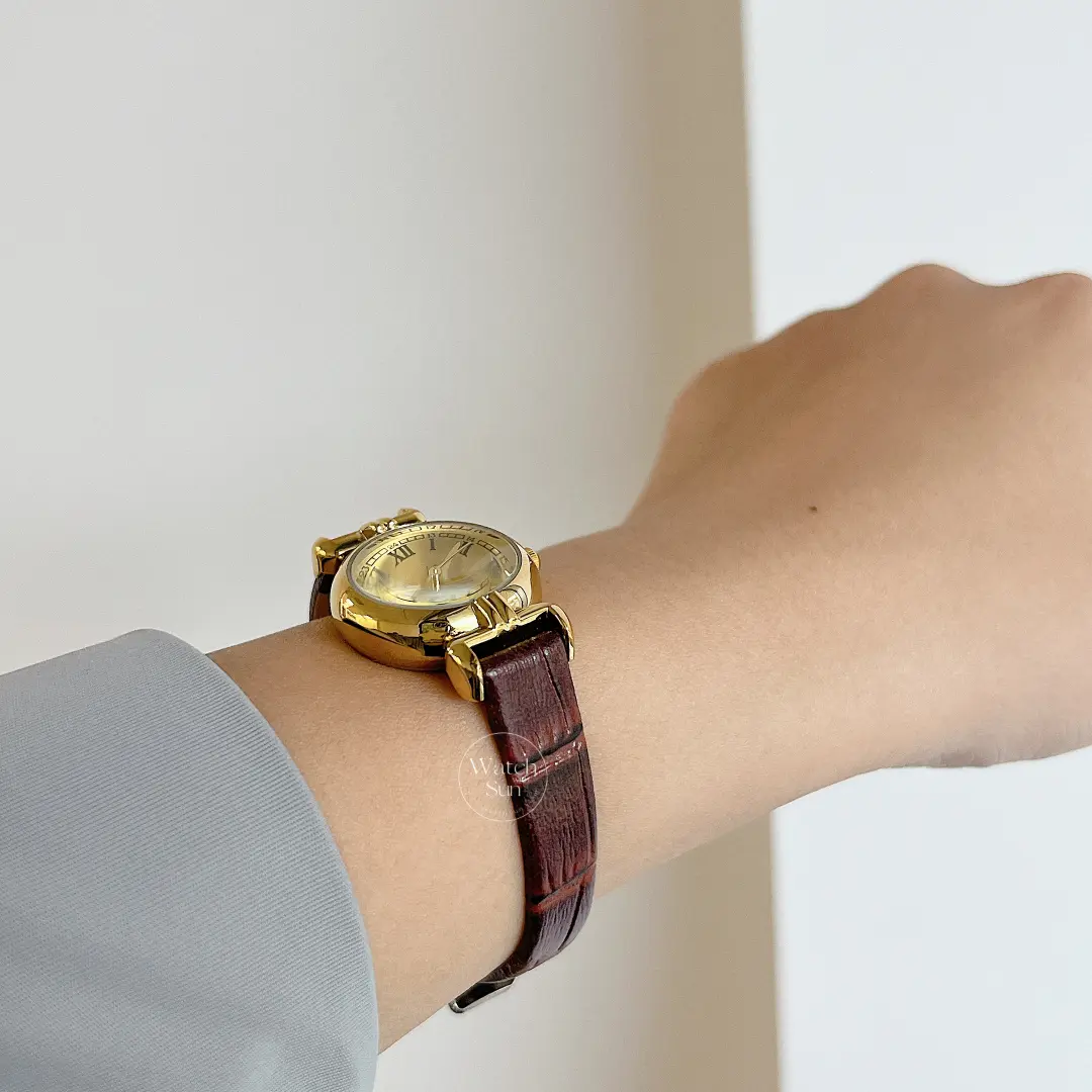 Chic Style Brown/Black Genuine Leather Watch for Women