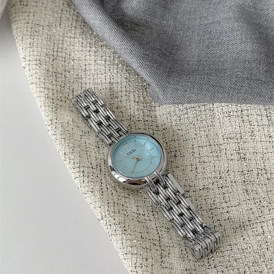 Chic Style Gold/Silver/Blue/pink Round Stainless Steel Watch