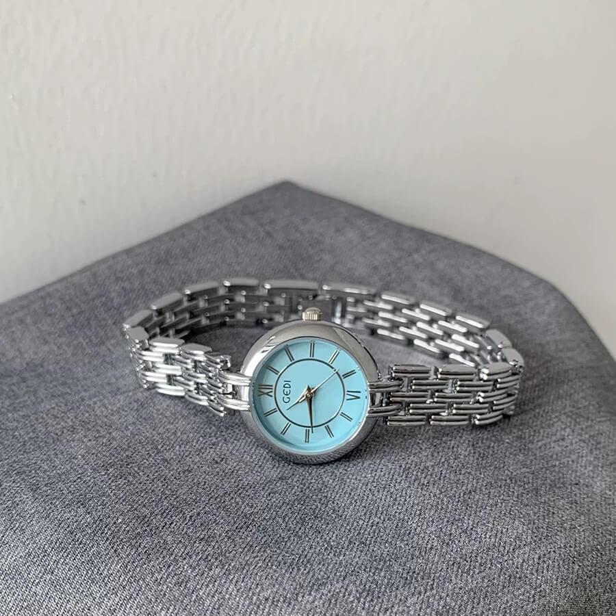 Chic Style Gold/Silver/Blue/pink Round Stainless Steel Watch