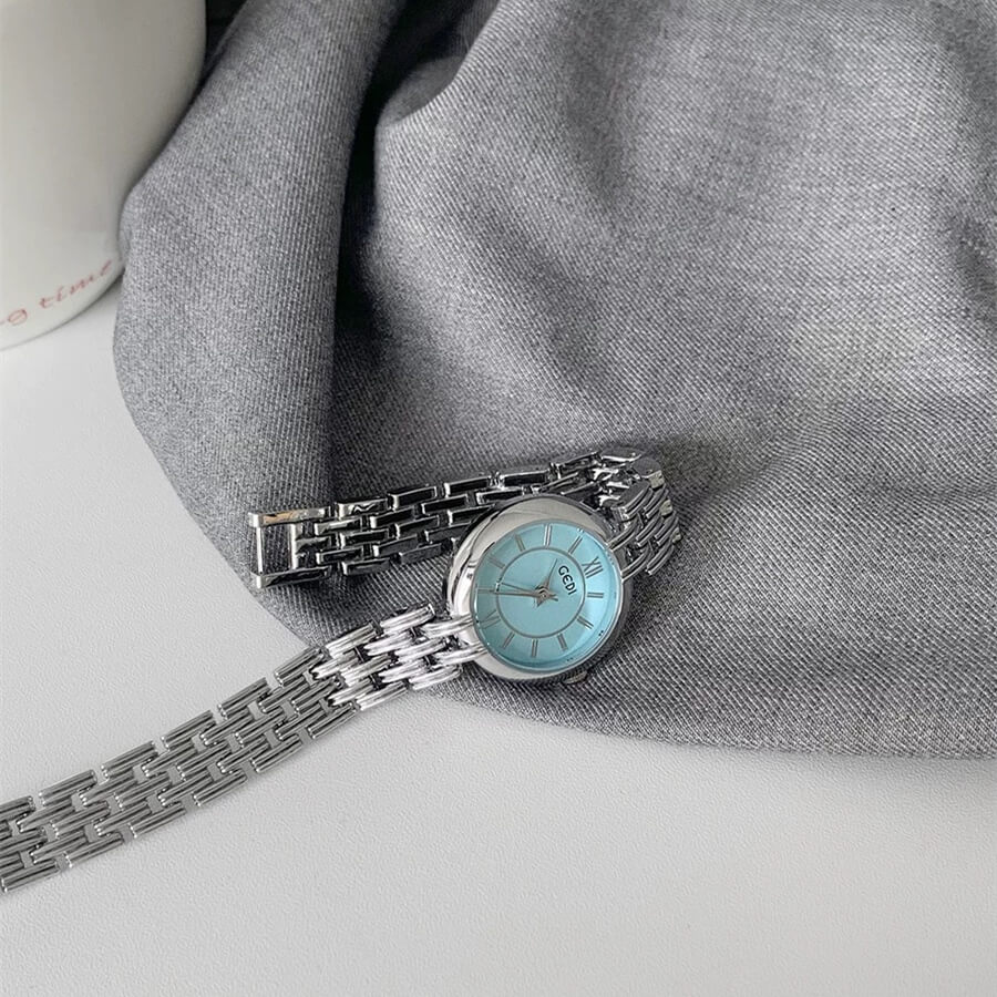 Chic Style Gold/Silver/Blue/pink Round Stainless Steel Watch