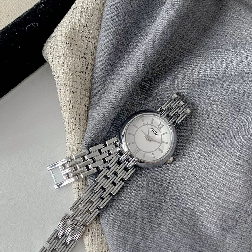 Chic Style Gold/Silver/Blue/pink Round Stainless Steel Watch