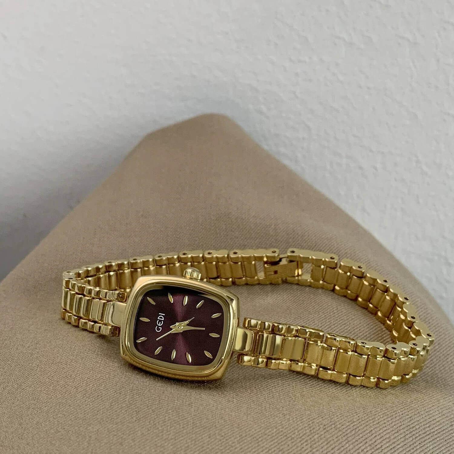 Classic Gold Mother of Pearl Square Watch