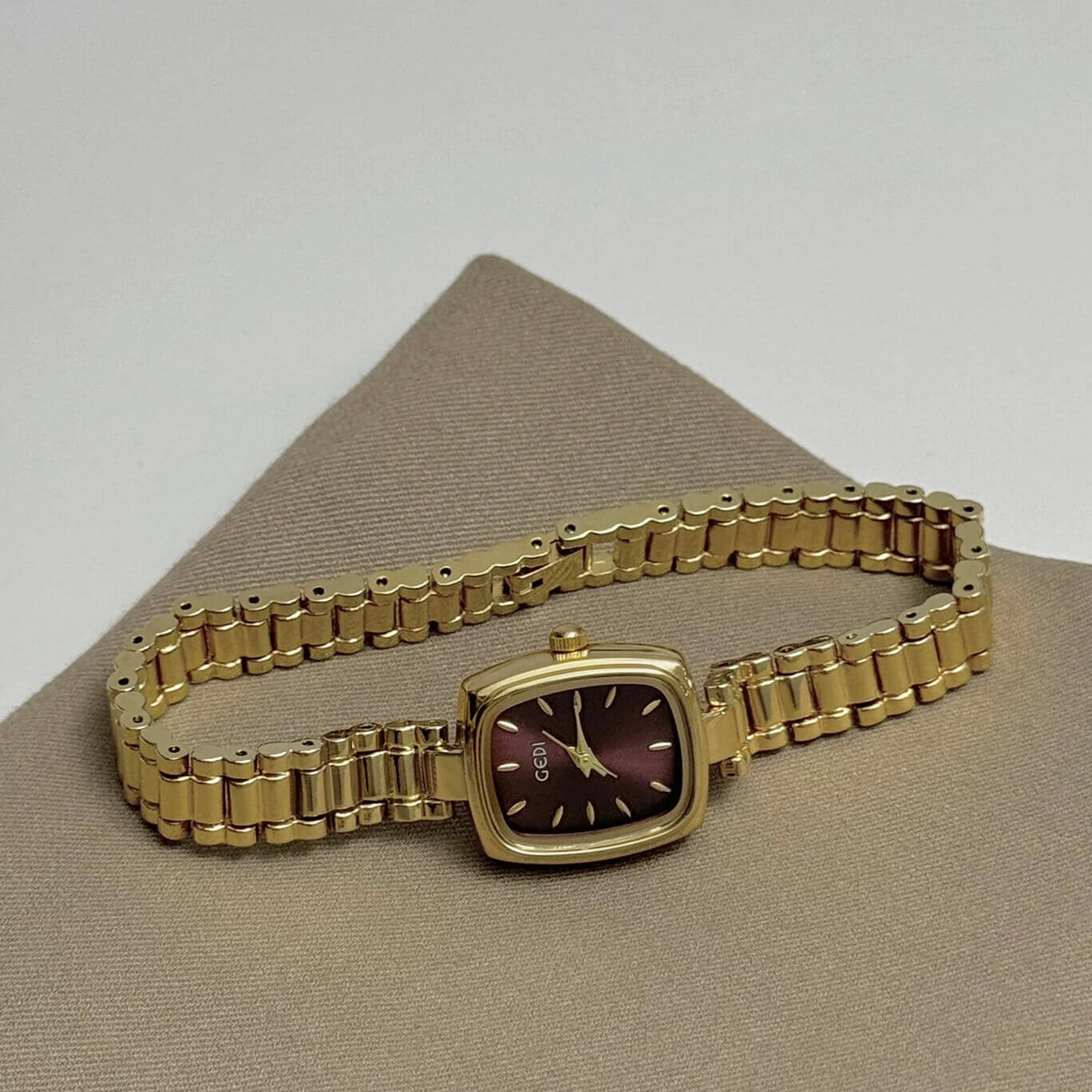 Classic Gold Mother of Pearl Square Watch