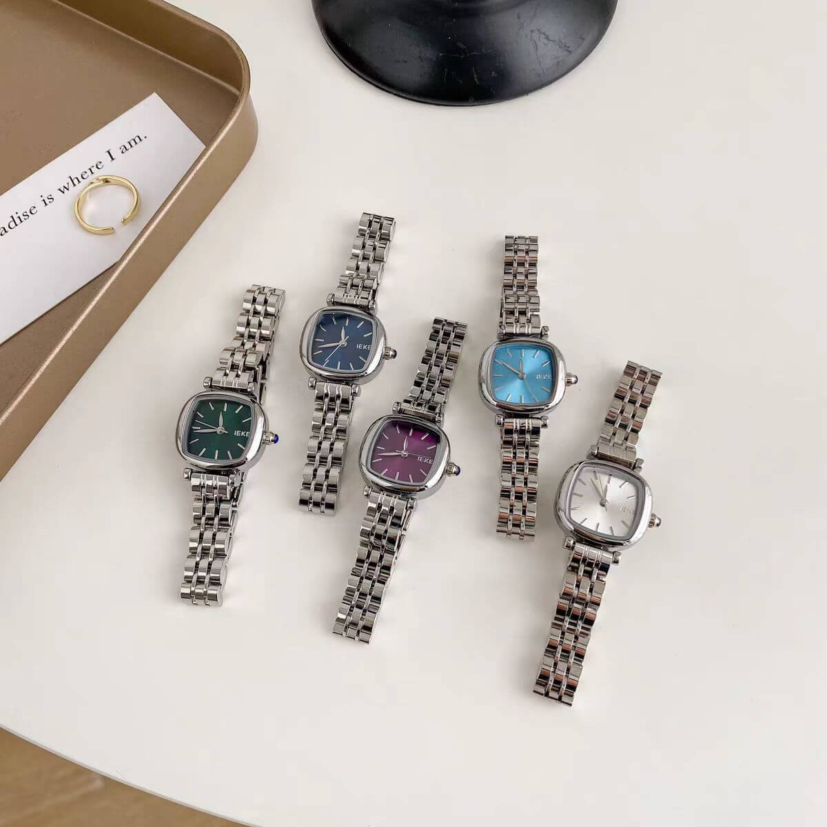 Dainty Silver Square Bracelet Ladies Stainless Steel Watch