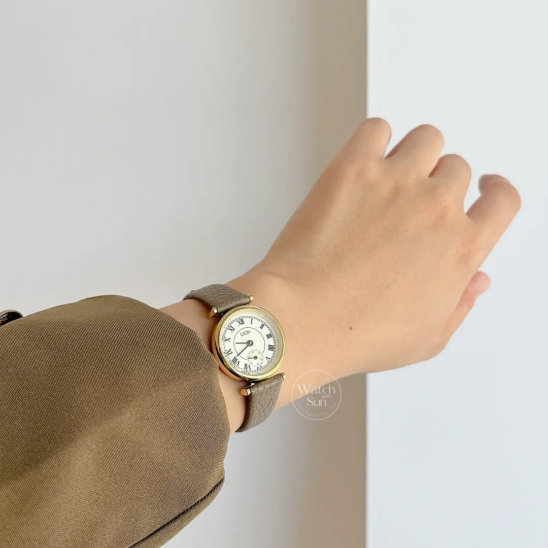 Classic Brown Roman Numerals Round Genuine Leather Watch