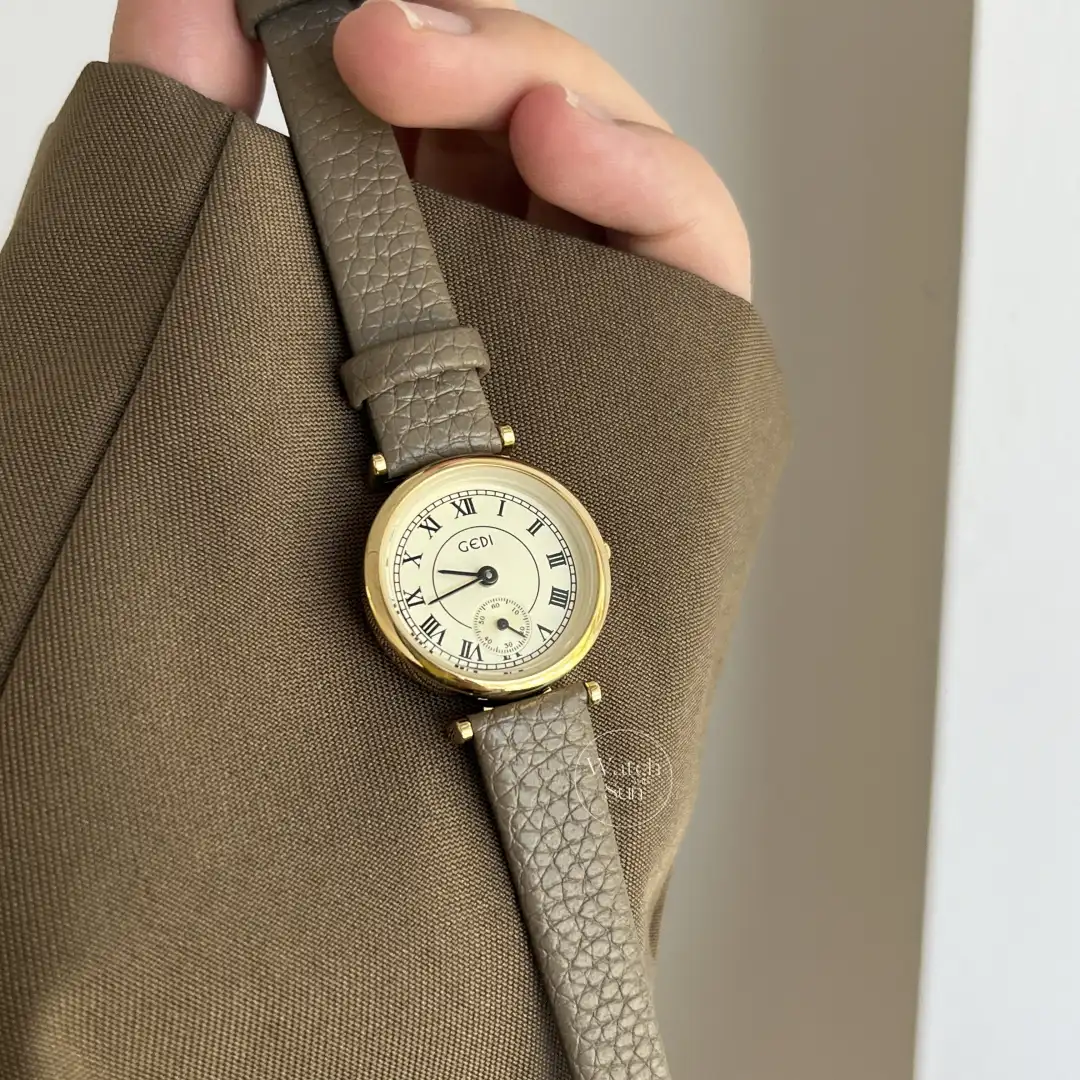 Classic Brown Roman Numerals Round Genuine Leather Watch