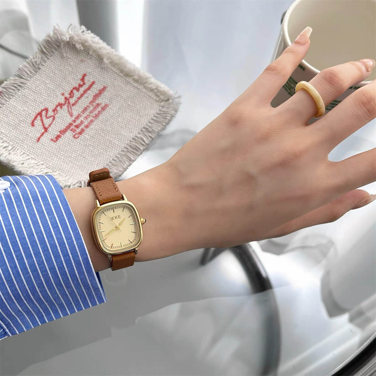 Chic Style Brown/Grey/Black Genuine Leather Watch