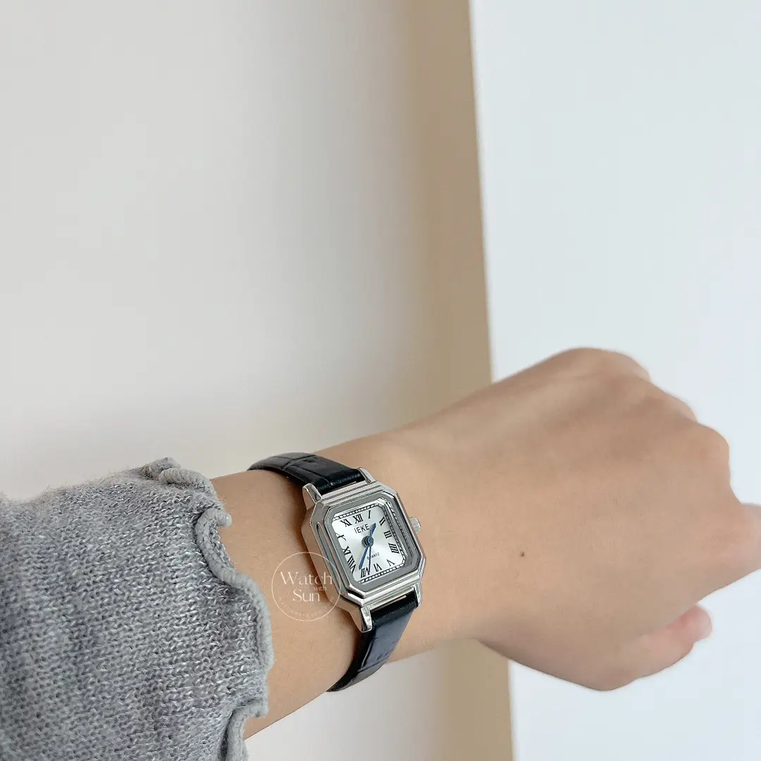 Chic Style Gold/Silver/White Square Genuine Leather Watch