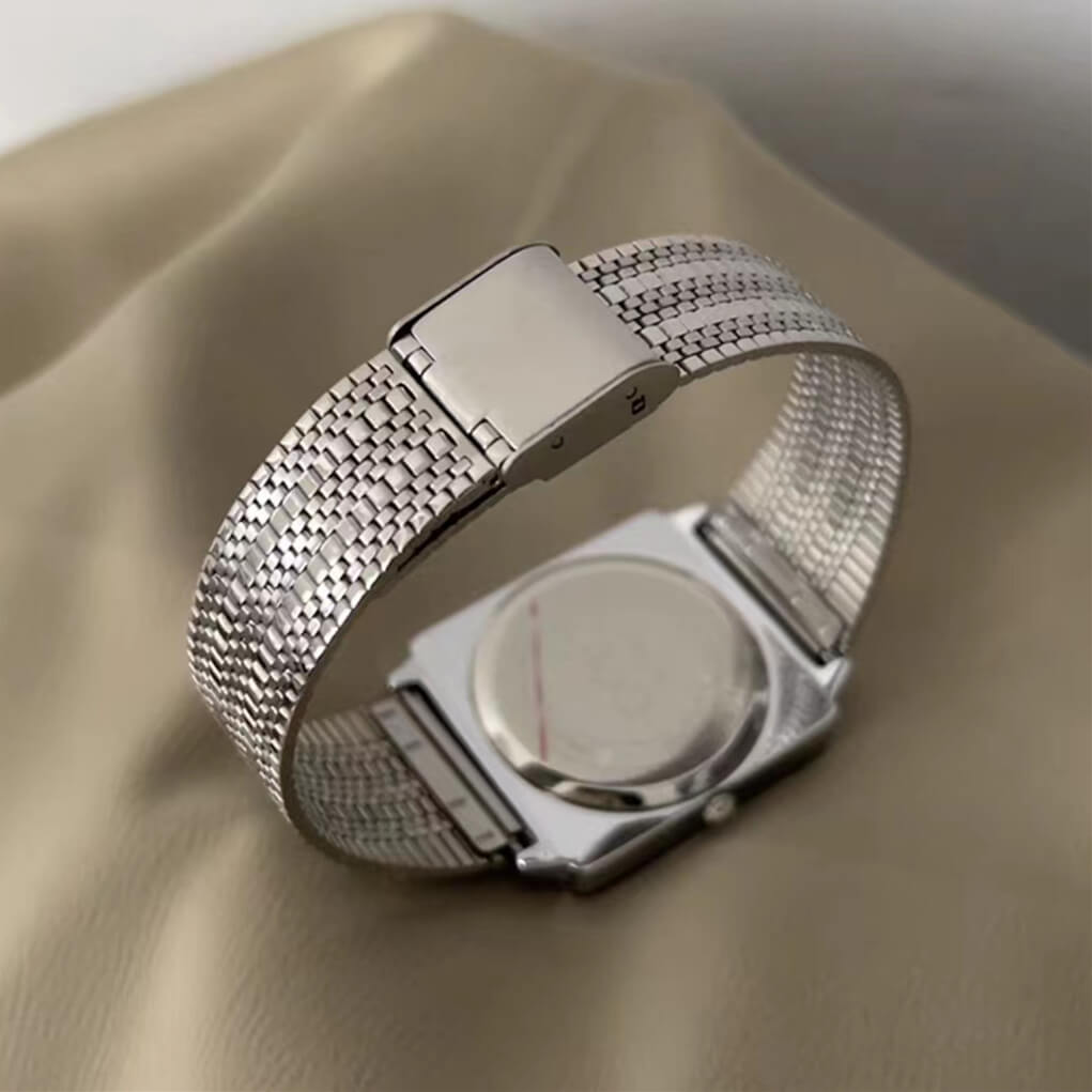 Vintage Style Silver Square Stainless Steel Watch