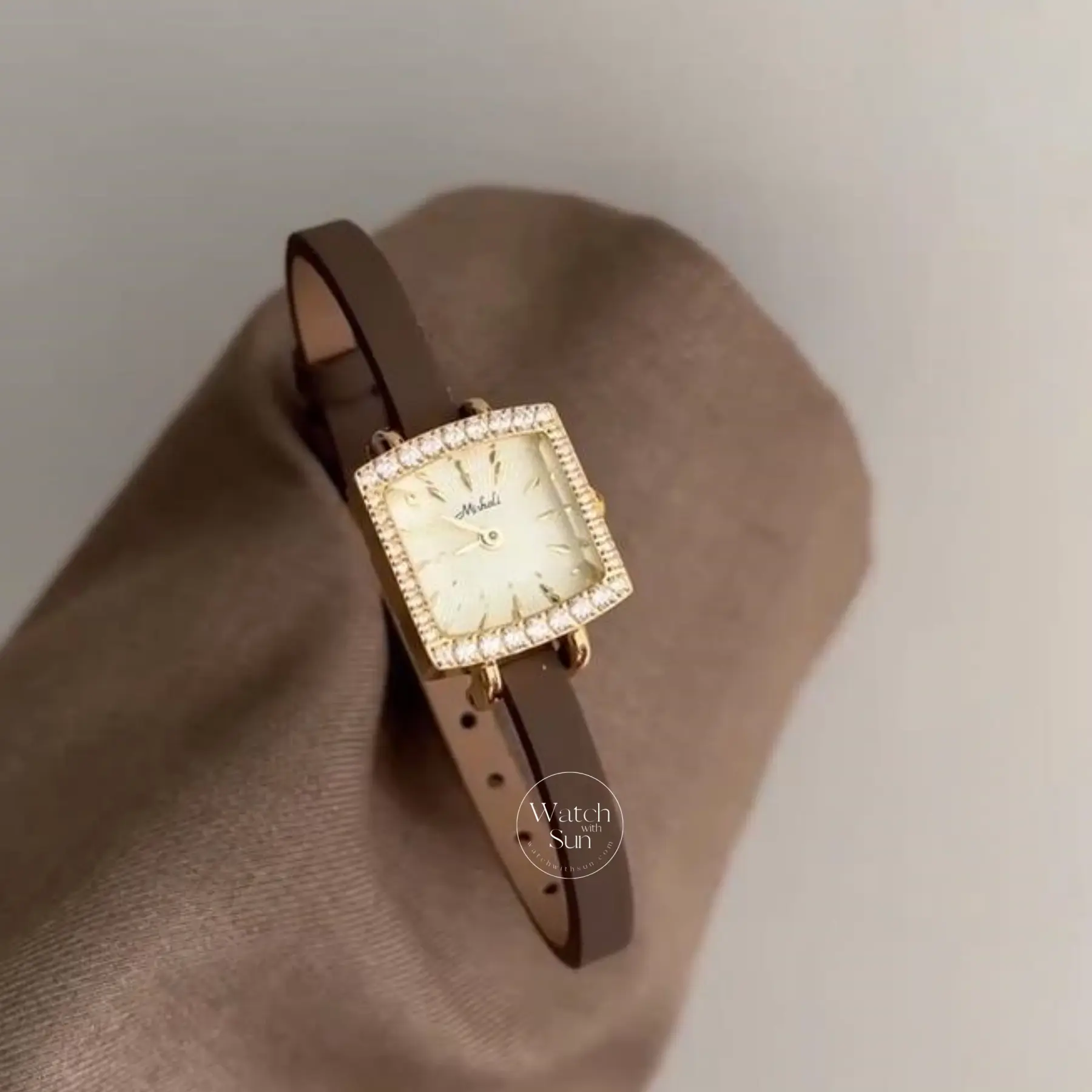 Chic Style Black-Gold/Silver Diamond Square Leather Watch for Women