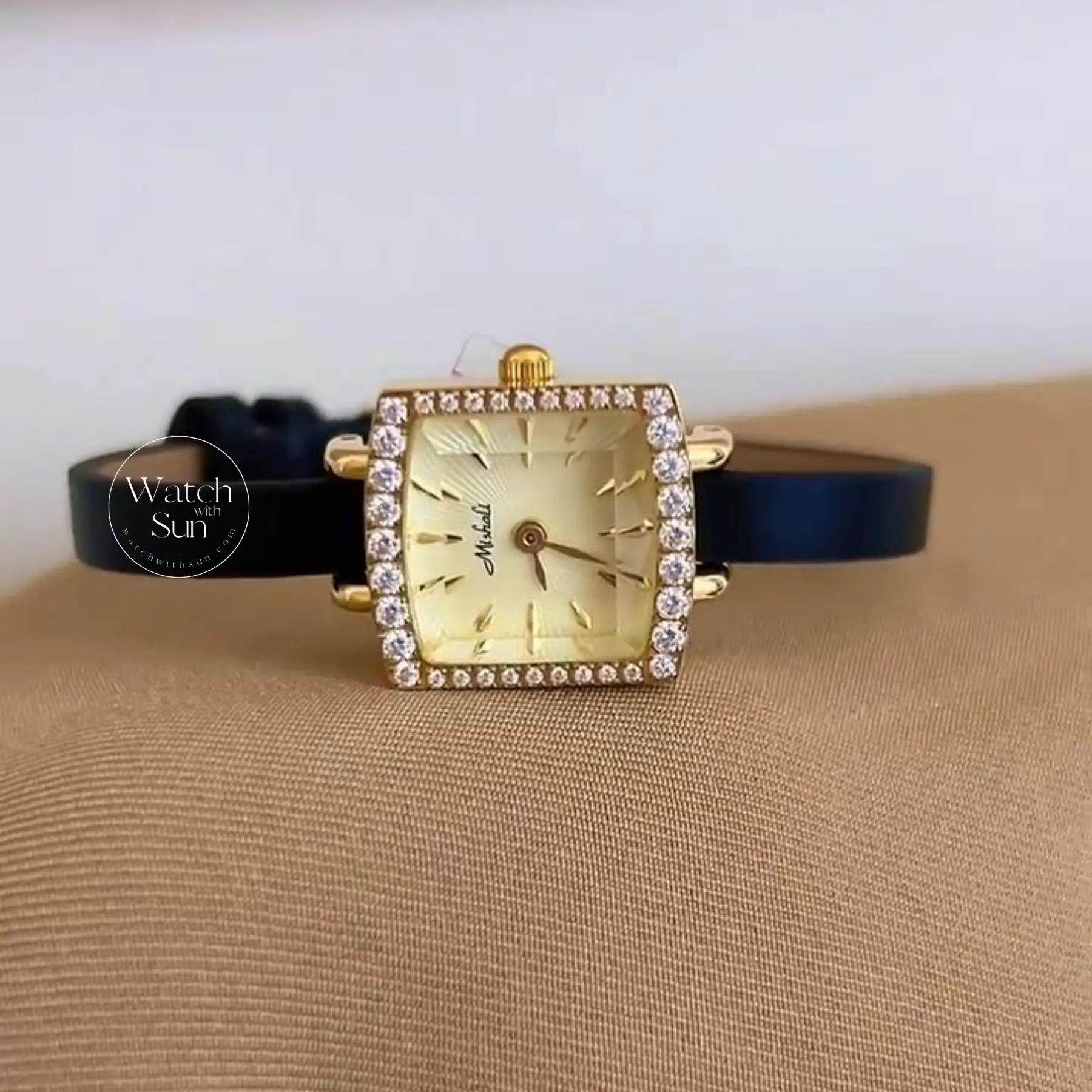 Chic Style Black-Gold/Silver Diamond Square Leather Watch for Women