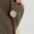 Vintage Brown Bucket-Shaped Leather Watch