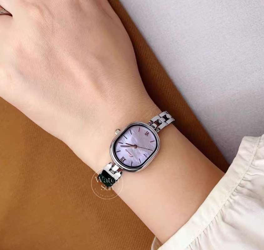 Chic Purple Mother of Pearl Face Bracelet Watch