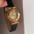 Dainty Brown-Gold Round Leather Watch for Women