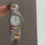 Dainty Silver Round Mother of Pearl Watch