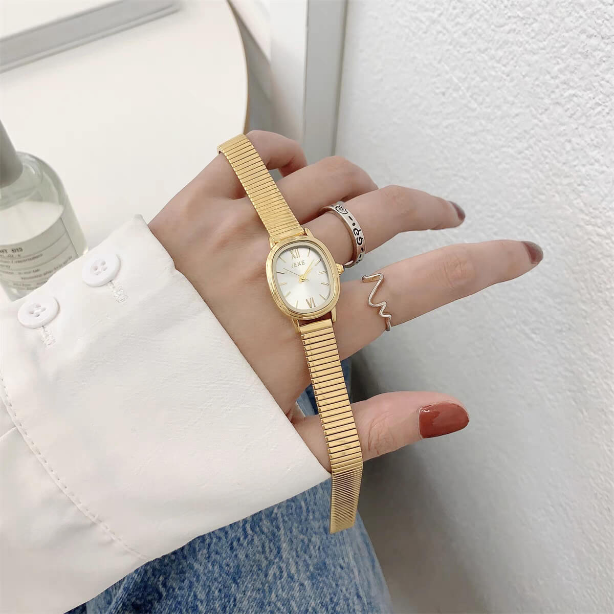 Vintage Gold/Silver Square Face Bracelet Watch