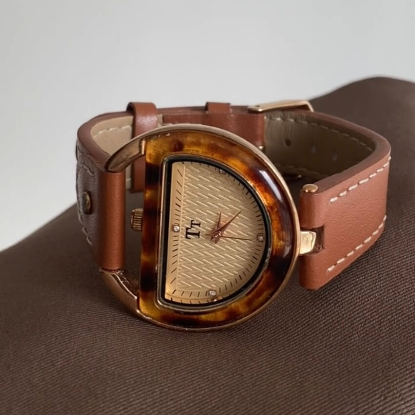 Chic Style Red/Brown Genuine Leather Women's Watches