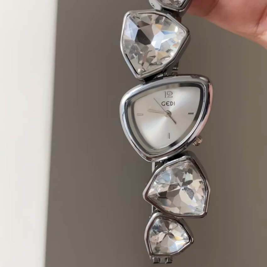 Vintage Silver/Purple/Red Irregular Face Bracelet Watch