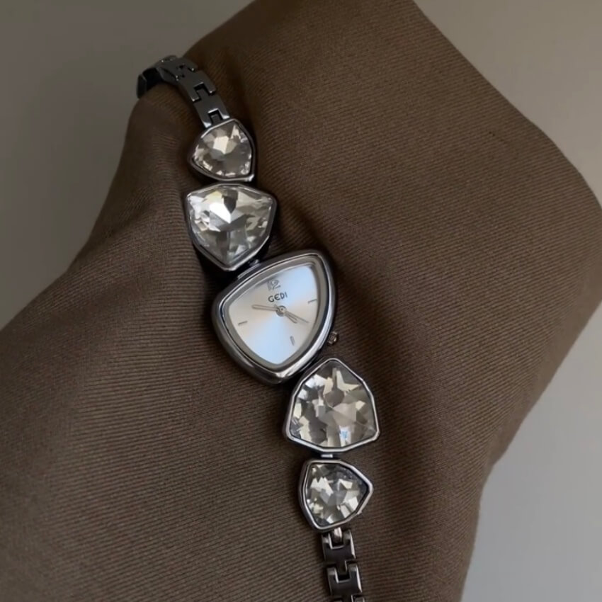 Vintage Silver/Purple/Red Irregular Face Bracelet Watch