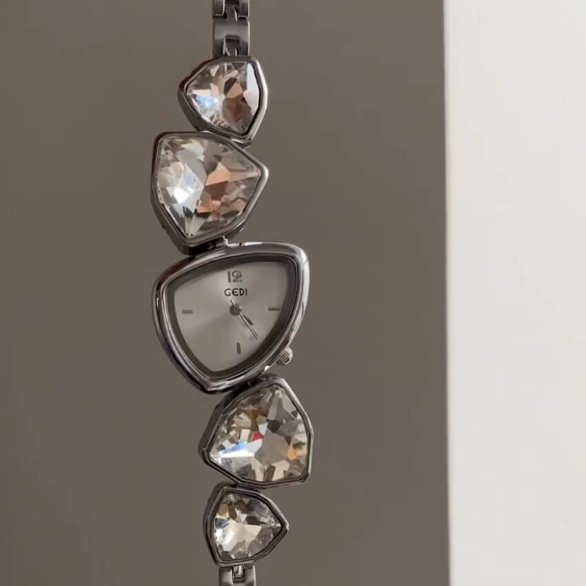 Vintage Silver/Purple/Red Irregular Face Bracelet Watch