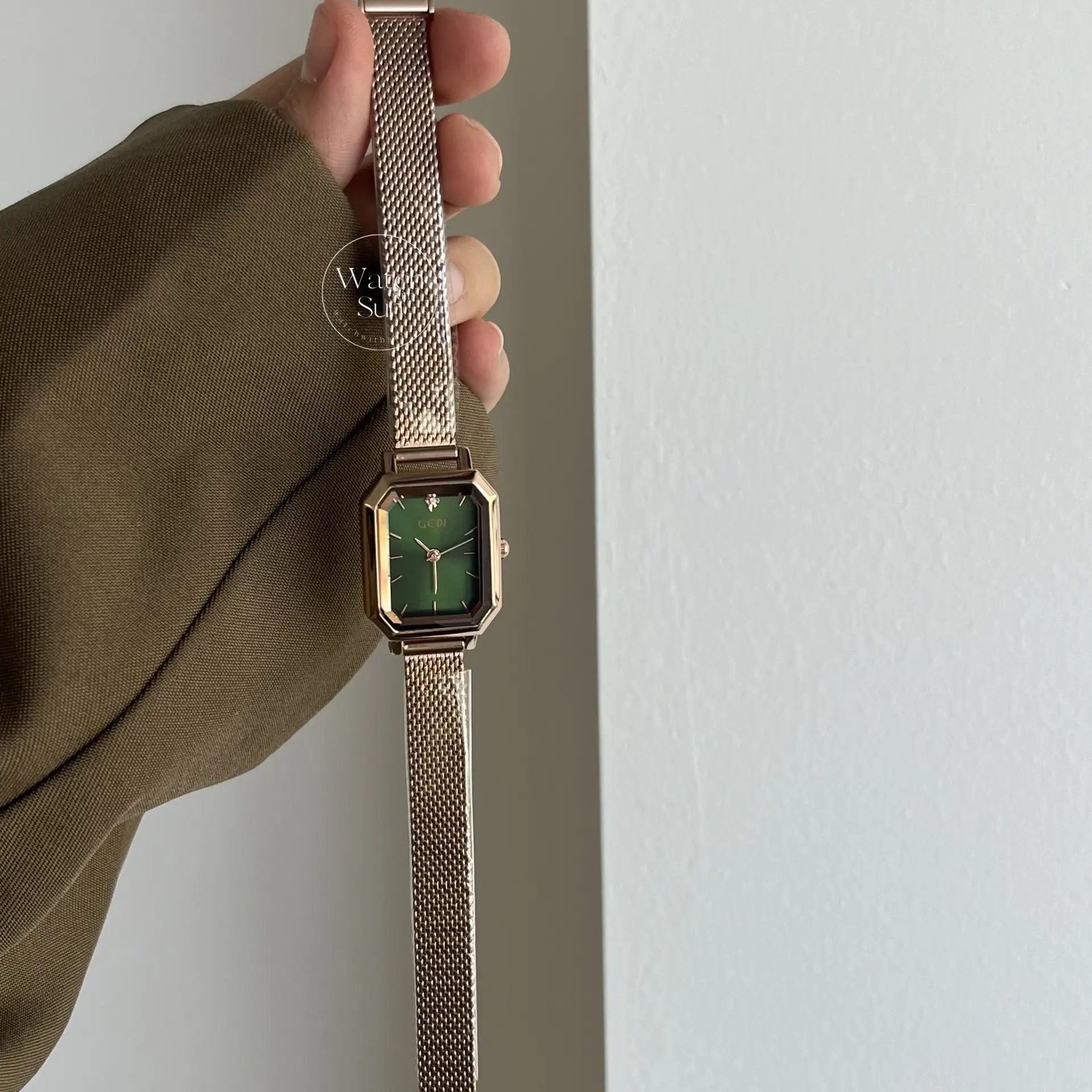 Dainty Green Small Suare Face Women's Watch