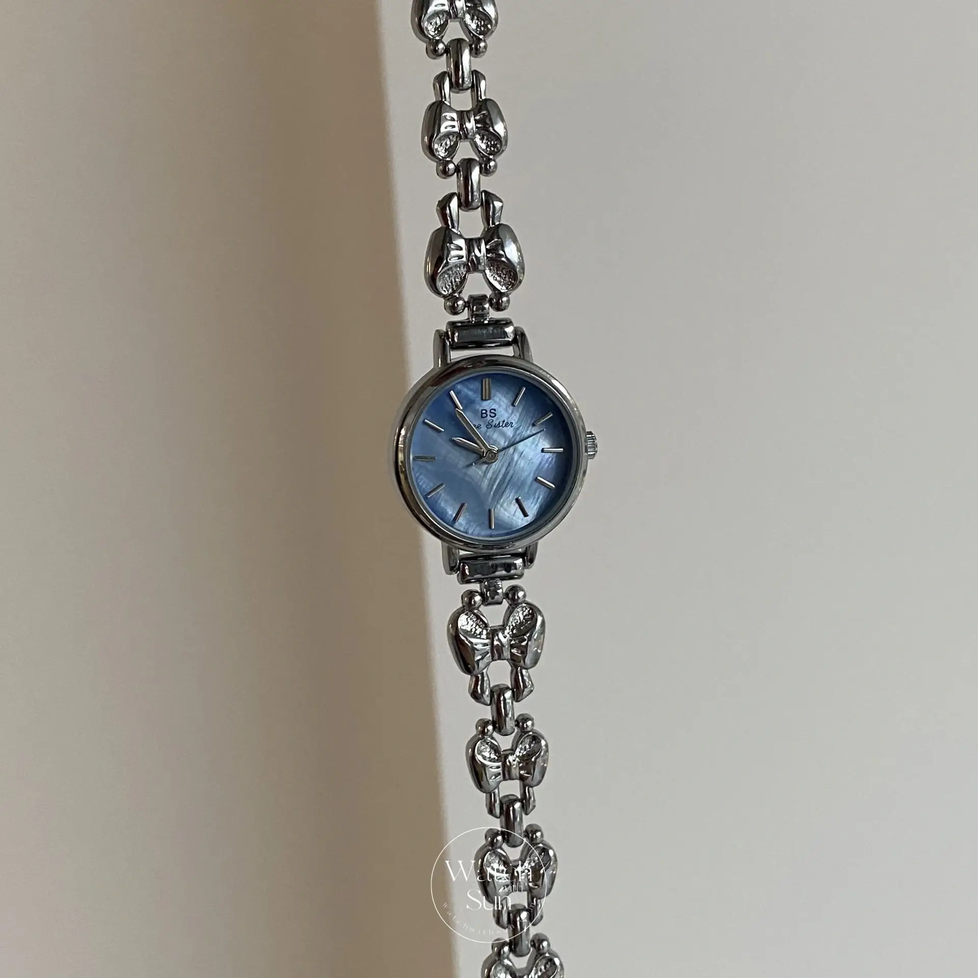 Dainty Blue Motherof Pearl Face Bracelet Watch