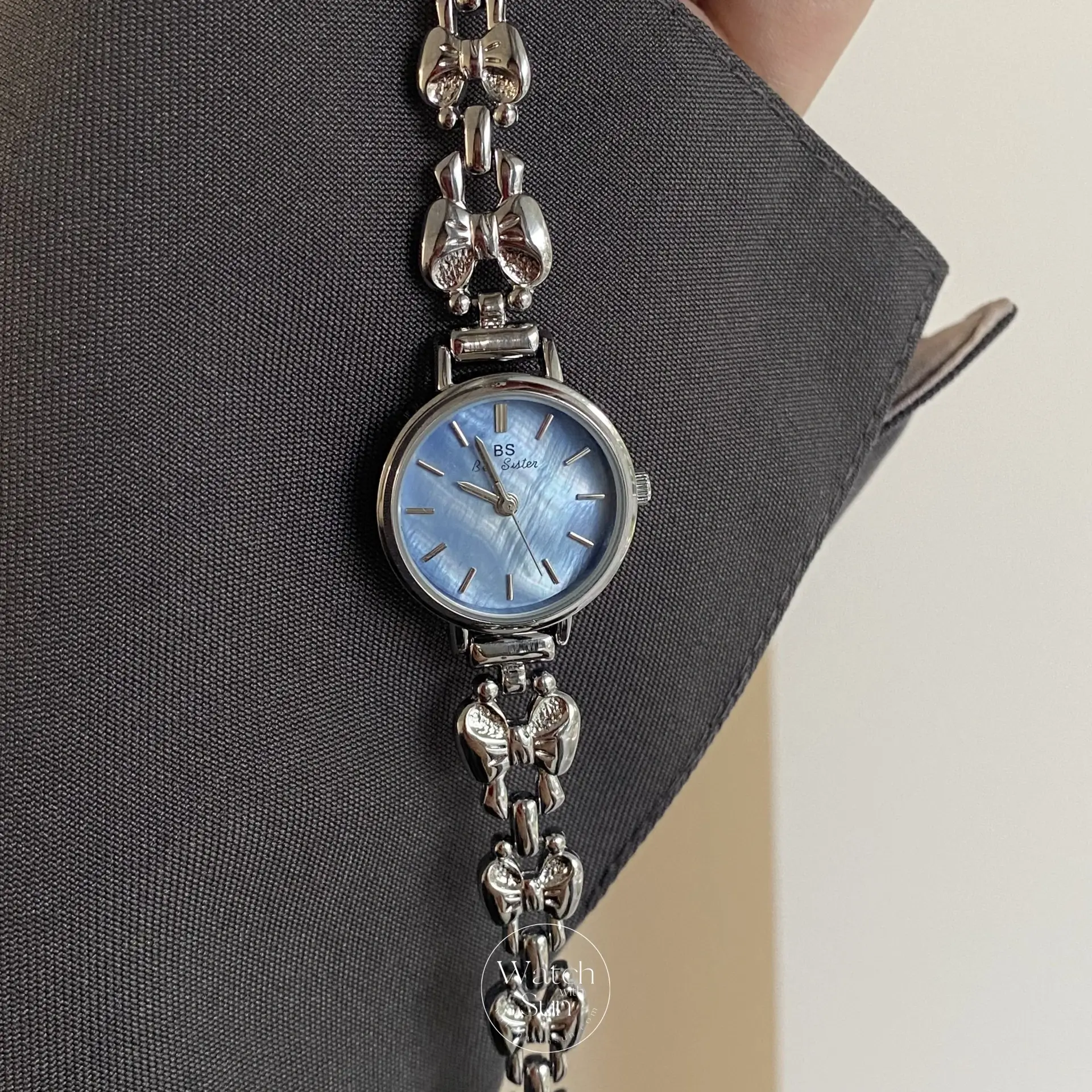 Dainty Blue Motherof Pearl Face Bracelet Watch