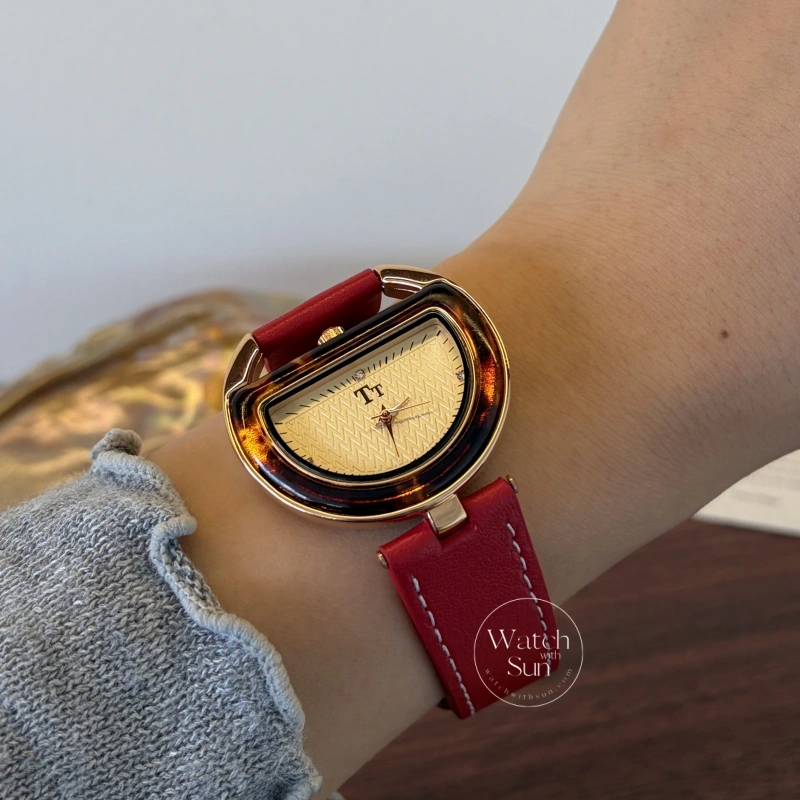 Chic Style Red/Brown Genuine Leather Women's Watches