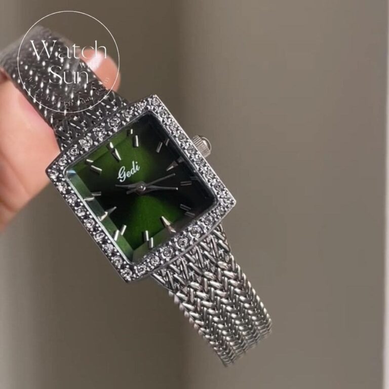 Elegant Green Leather Strap Waterproof Wristwatch With Tempered Glass 22 CM Length Wavlynn main image 1
