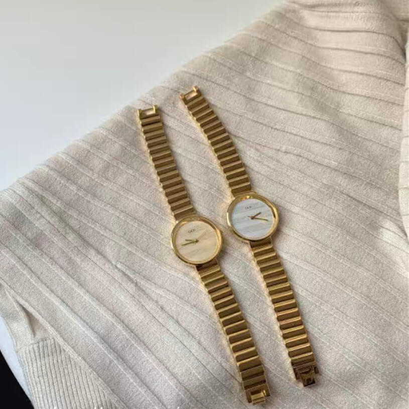 Minimalist Gold Round Face Watch for Women