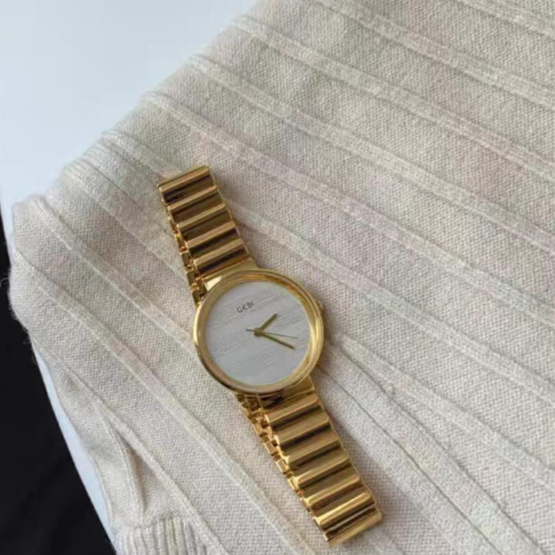 Minimalist Gold Round Face Watch for Women