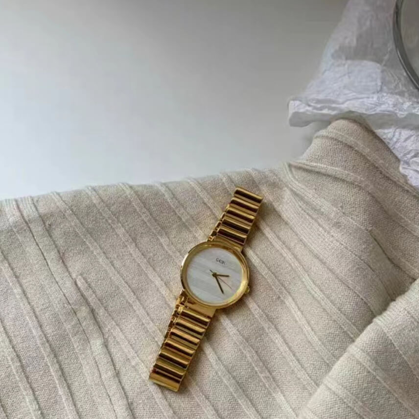 Minimalist Gold Round Face Watch for Women