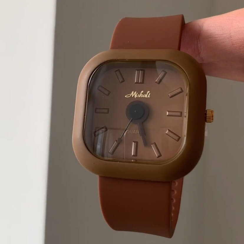 WatchwithSun Vintage Style Rectangle Face Brown Band Watch