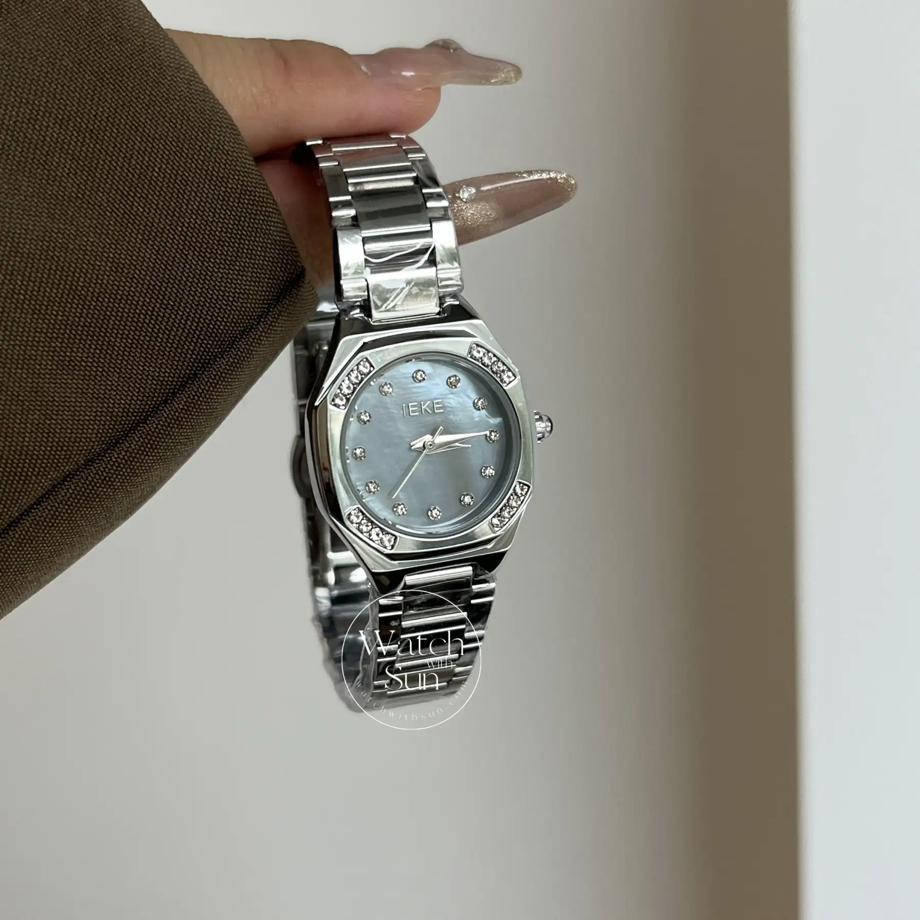 Dainty Blue Mother of Pearl Dial Silver Bracelet Watch