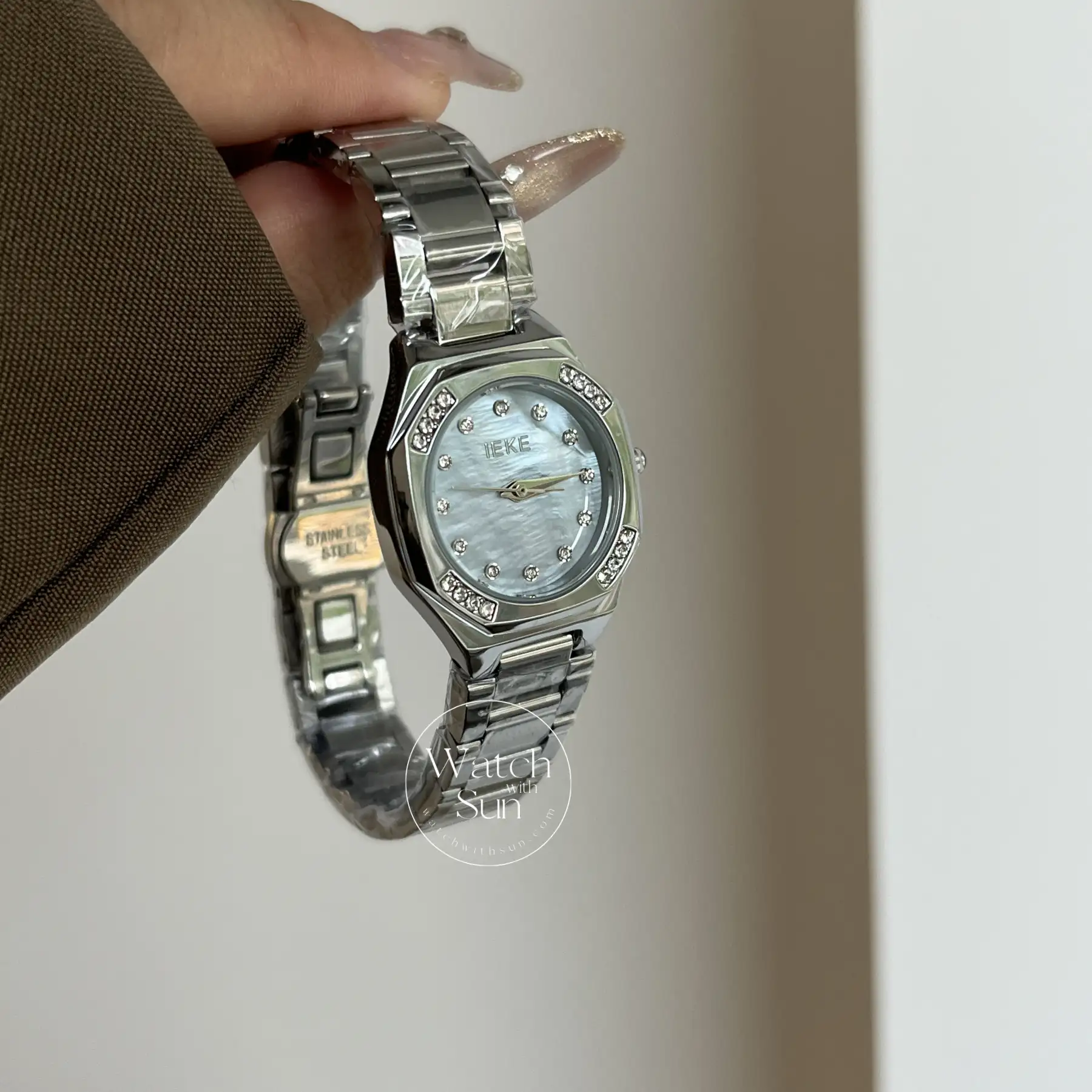 Dainty Blue Mother of Pearl Dial Silver Bracelet Watch