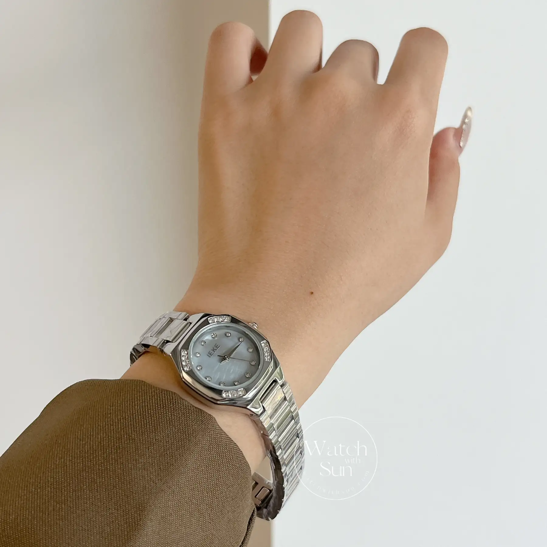 Dainty Blue Mother of Pearl Dial Silver Bracelet Watch