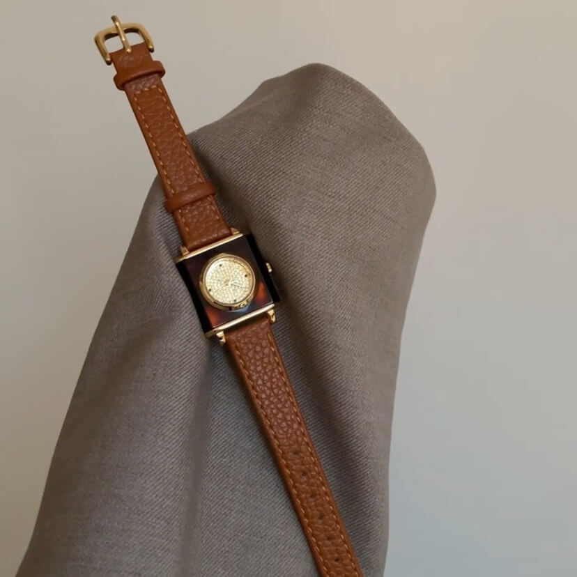 Vintage Square Genuine Leather Women's Watch