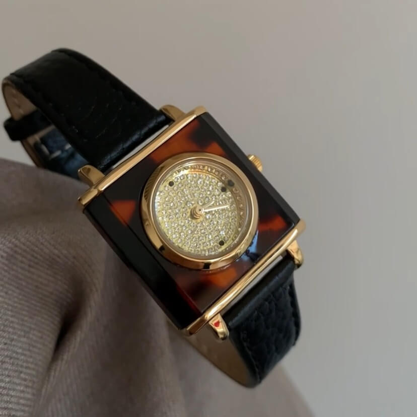 Vintage Square Genuine Leather Women's Watch