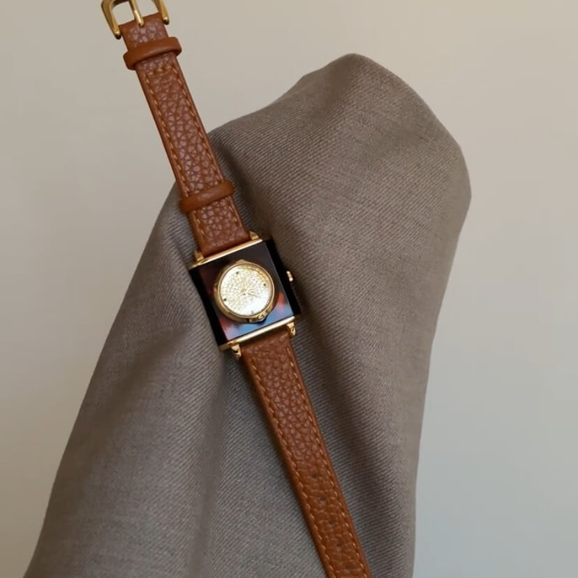 Vintage Square Genuine Leather Women's Watch
