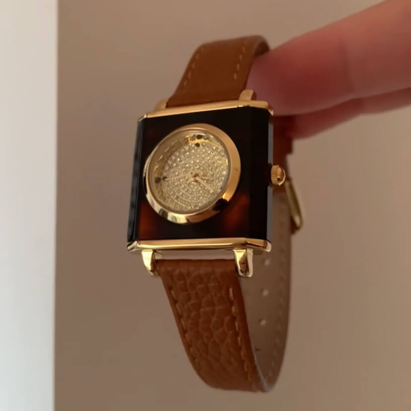 Vintage Square Genuine Leather Women's Watch