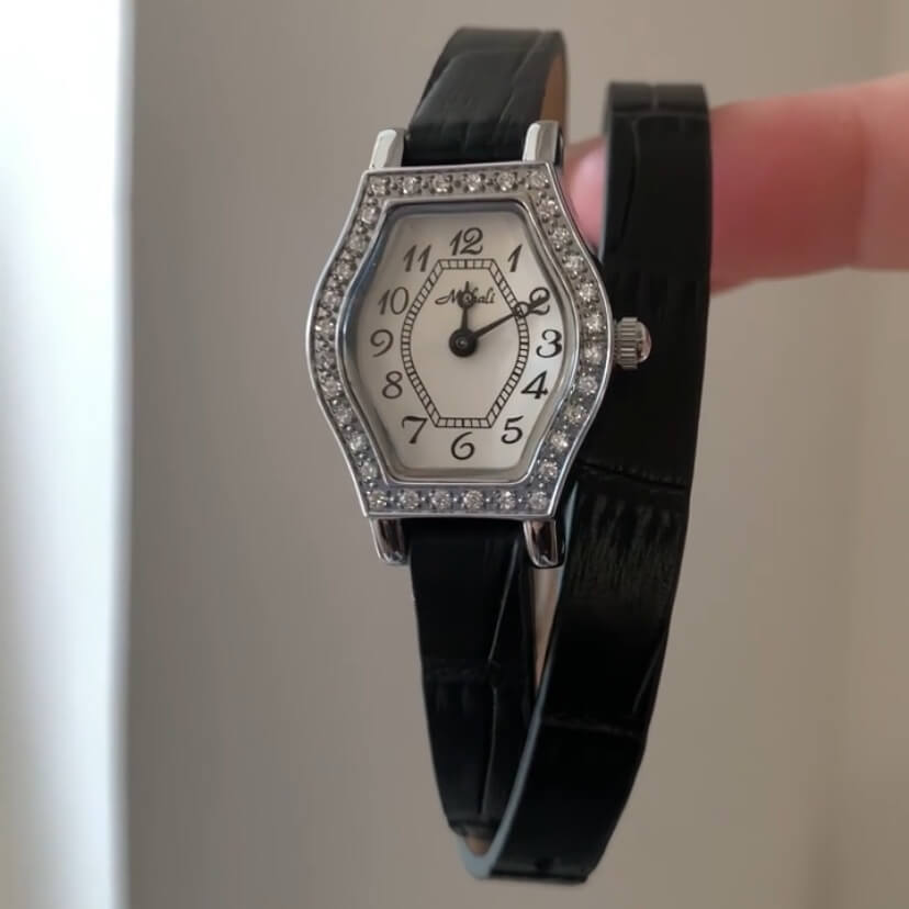 Vintage Small Face Black Leather Ladies Watch