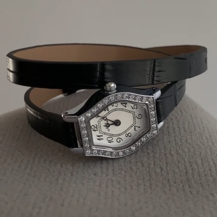 Vintage Small Face Black Leather Ladies Watch