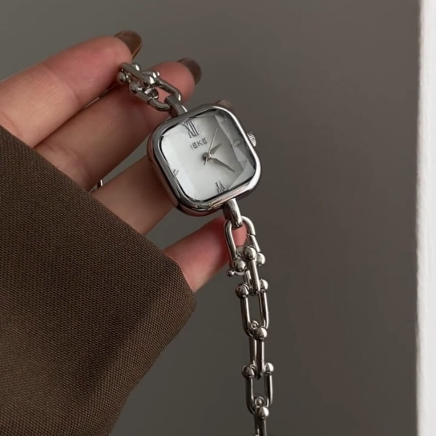 Cool Small Square Face Women's Silver/Gold Bracelet Watch